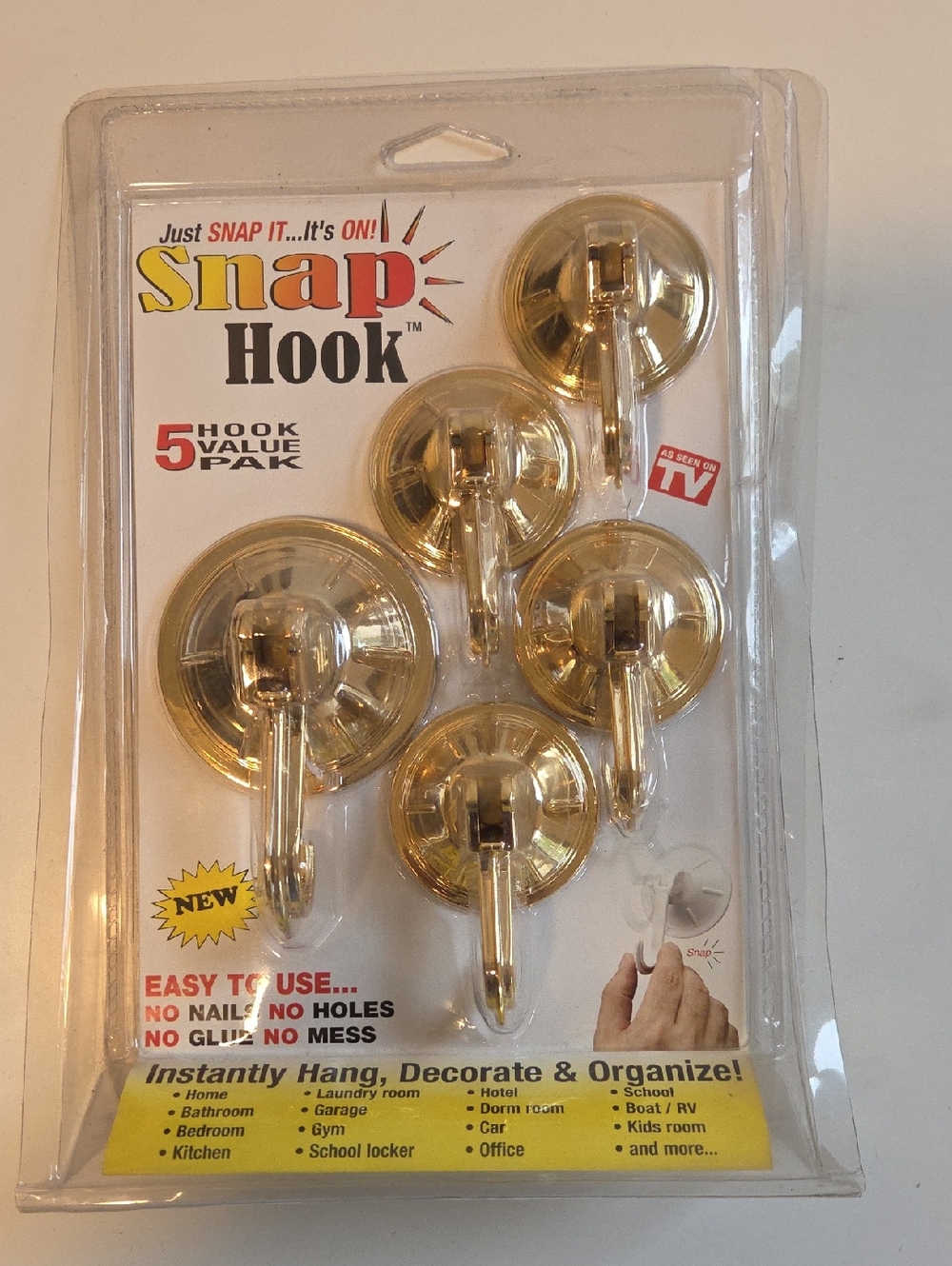 Gold Wall Hooks - 5 Pack Snap Hooks